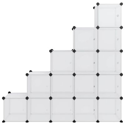 vidaXL Cubes de rangement 15 pcs avec portes Transparent PP