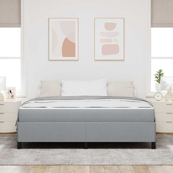 vidaXL Lit &agrave; ressorts Gris clair 180 x 200 cm tissu