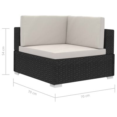 vidaXL Salon de jardin 4 pcs avec coussins résine tressée noir