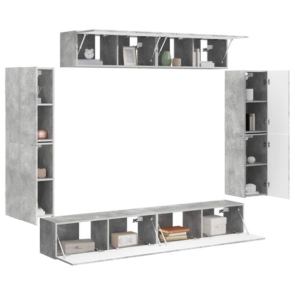 vidaXL Meuble TV 8 pcs Gris b&eacute;ton