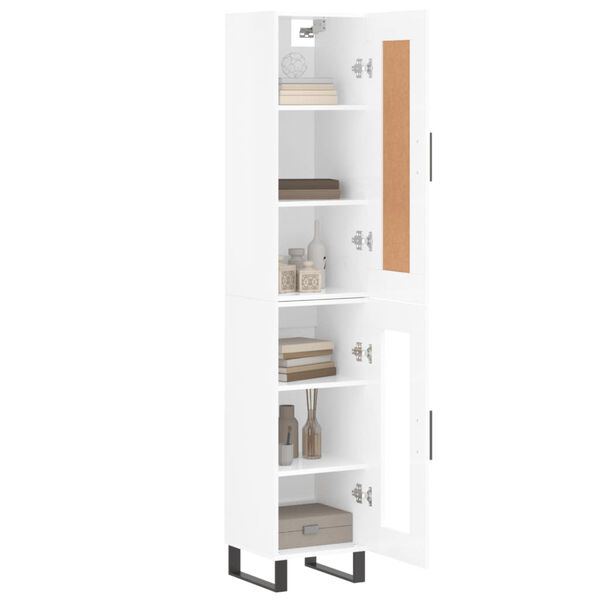 vidaXL Buffet haut Blanc brillant 34,5x34x180 cm Bois d'ing&eacute;nierie