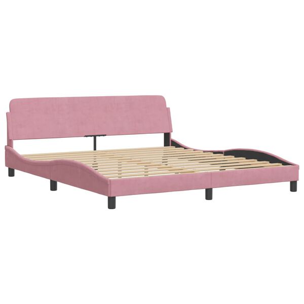 vidaXL Lit avec matelas Hanko rose 180x200 cm velours