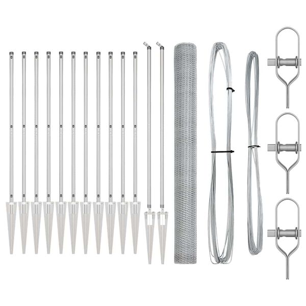 vidaXL Cl&ocirc;ture avec poteaux Argent 1.5 x 25 m Acier recouvert de PVC