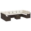 vidaXL Ensemble de canap&eacute; de jardin 11 pc Marron et blanc polyrotin
