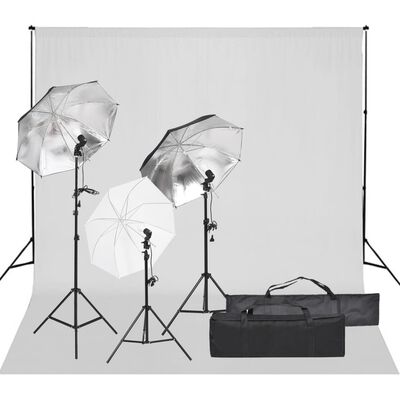 vidaXL Kit de studio photo avec éclairage et toile de fond