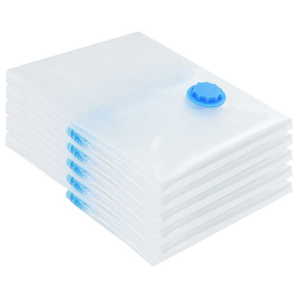 vidaXL Sacs de rangement 5 pcs Transparent et Bleu 80 x 60 cm