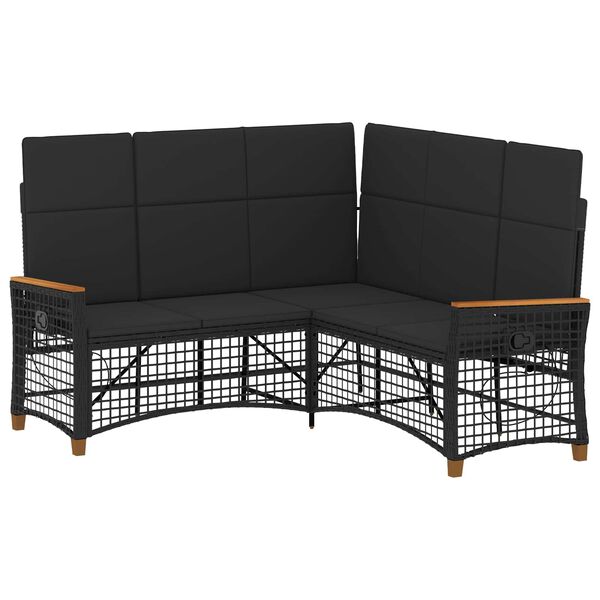 vidaXL Ensemble de canap&eacute;s inclinables de jardin Noir polyrotin