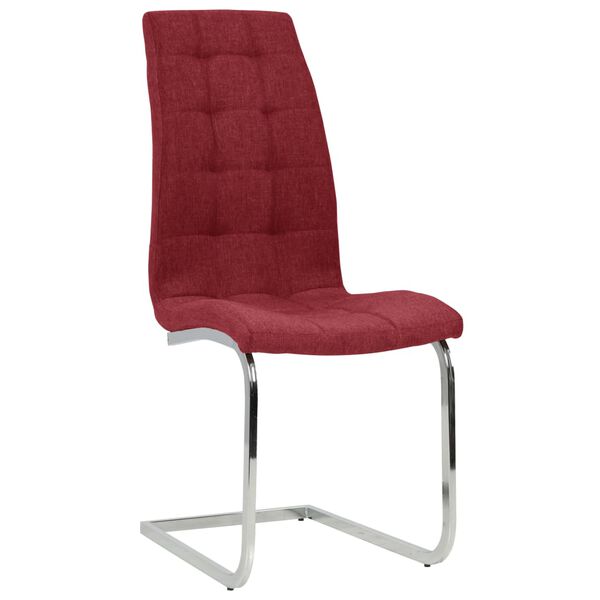 vidaXL Chaises &agrave; manger cantilever lot de 6 rouge bordeaux tissu