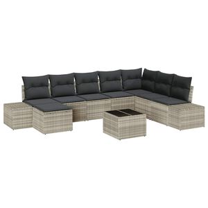vidaXL Ensemble de canap&eacute; de jardin 9 pcs Gris clair polyrotin