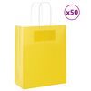 vidaXL Sacs en papier 50 pcs avec poign&eacute;es jaune 18x8x22 cm