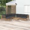 vidaXL Salon de jardin 11 pcs avec coussins gris fonc&eacute; bambou