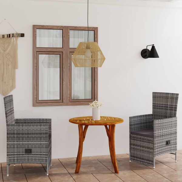 vidaXL Ensemble &agrave; manger de jardin 3 pcs Gris