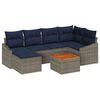 vidaXL Ensemble de canap&eacute; de jardin 7 pc Gris et bleu marine polyrotin