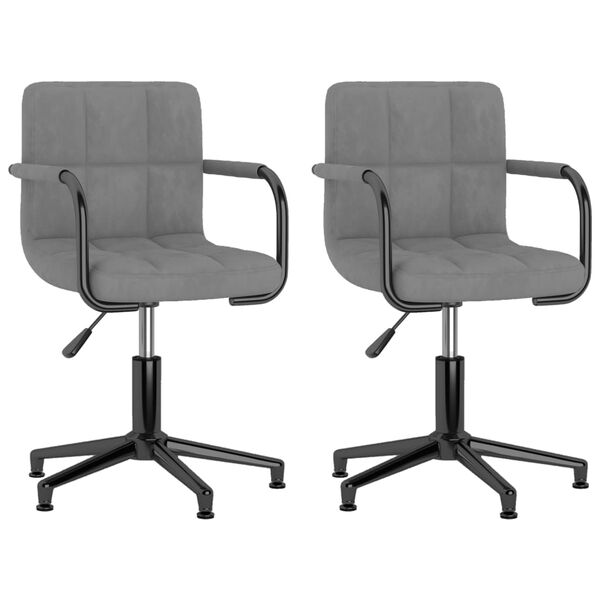 vidaXL Chaises pivotantes &agrave; manger lot de 2 gris clair velours
