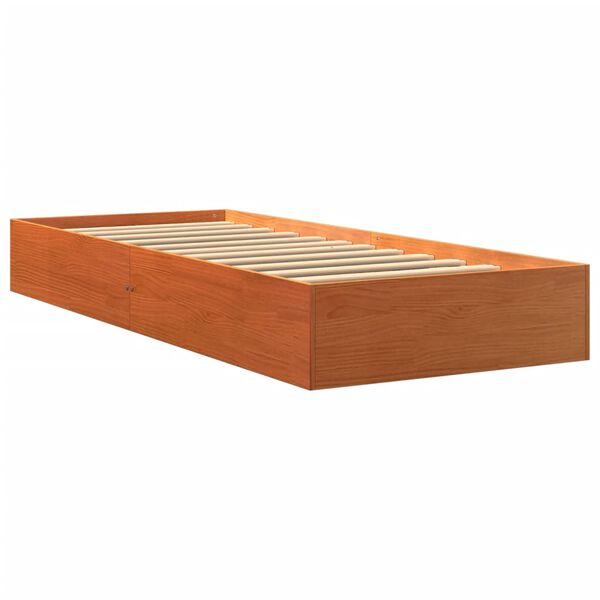 vidaXL Cadre de lit sans matelas cire marron 90x200 cm bois pin massif