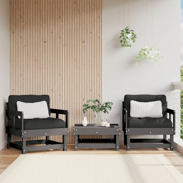 vidaXL Chaises de jardin lot de 2 gris bois massif de pin