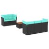 vidaXL Salon de jardin 6 pcs avec coussins noir r&eacute;sine tress&eacute;e