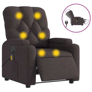 vidaXL Fauteuil de massage inclinable &eacute;lectrique Marron fonc&eacute; Tissu