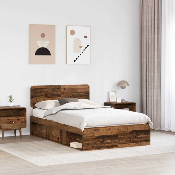 vidaXL Cadre de lit Bois ancien 120 x 190 cm Pin massif