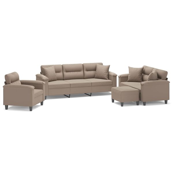 vidaXL Ensemble de canap&eacute;s 4 pcs avec coussins Taupe Tissu microfibre