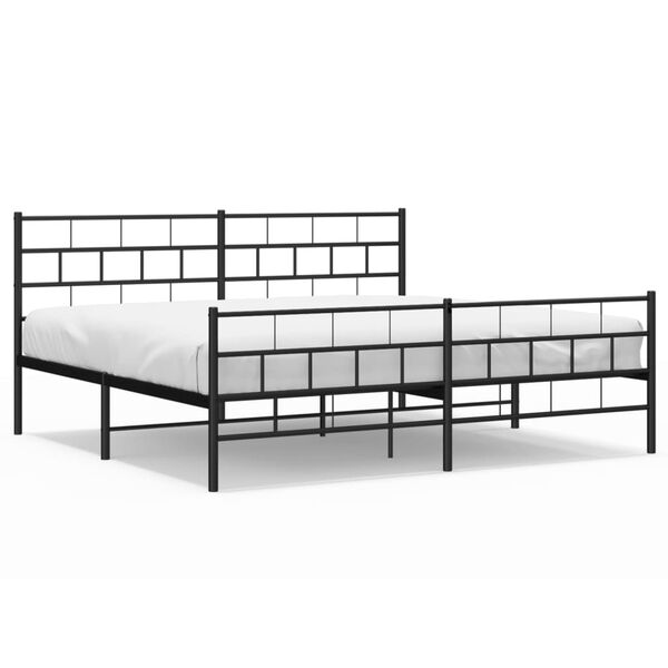 vidaXL Cadre de lit m&eacute;tal sans matelas avec pied de lit noir 200x200cm