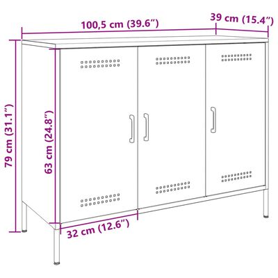 vidaXL Buffet vert olive 100,5x39x79 cm acier laminé à froid