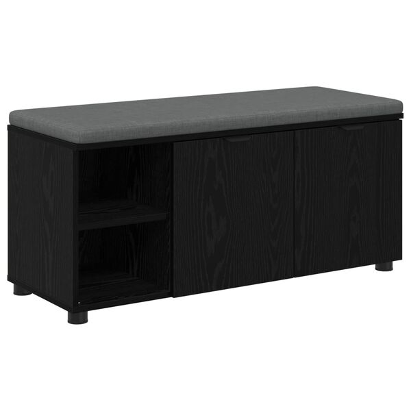 vidaXL Banc d'entr&eacute;e avec coussin Uni Ch&ecirc;ne noir 100 x 38 x 46 cm