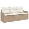 vidaXL Ensemble de canapé de jardin avec coussin 3 pcs Beige polyrotin