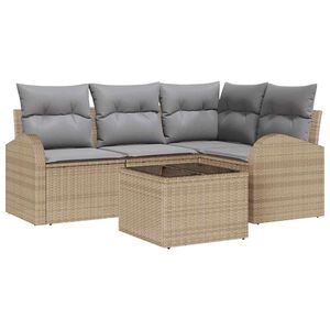 vidaXL Ensemble de canap&eacute; de jardin 5 pc Beige et gris clair polyrotin