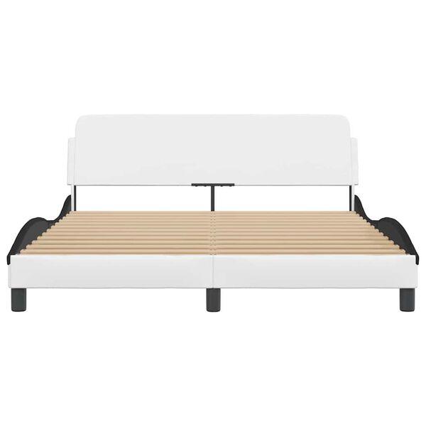 vidaXL Cadre de lit Dover blanc et noir 160x200 cm similicuir