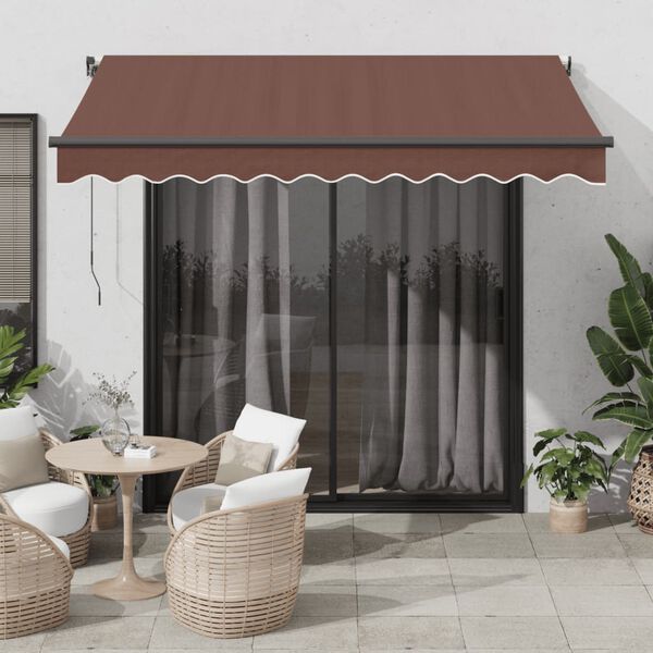 vidaXL Auvent manuel r&eacute;tractable avec LED marron 300x250 cm