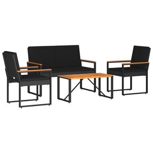 vidaXL Ensemble de meubles d'ext&eacute;rieur 4 pcs Noir polyrotin