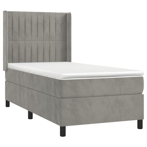 vidaXL Sommier &agrave; lattes de lit matelas LED Gris clair 80x200cm Velours