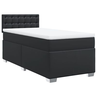 vidaXL Sommier à lattes de lit avec matelas Noir 90x190 cm Similicuir