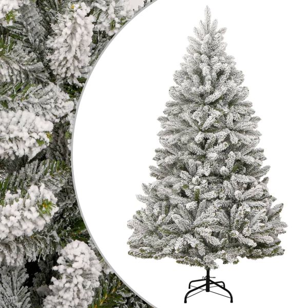 vidaXL Sapin de No&euml;l artificiel &agrave; charni&egrave;res avec neige floqu&eacute;e 240 cm