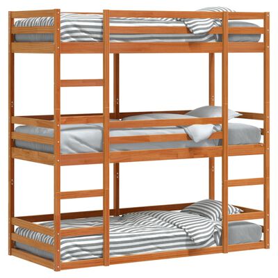 vidaXL Lit superposé triple sans matelas 90x200 cm bois de pin massif