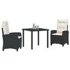 vidaXL Ensemble de salle &agrave; manger pour jardin 3 pcs Noir polyrotin