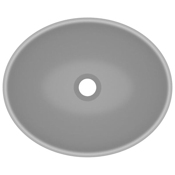 vidaXL Lavabo ovale de luxe Gris clair mat 40x33 cm Céramique