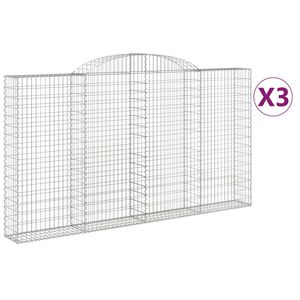 vidaXL Paniers &agrave; gabions arqu&eacute;s 3 pcs 300x30x160/180 cm fer galvanis&eacute;