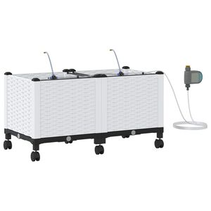 vidaXL Porte-plante de jardin avec irrigation et roues 2 pc Blanc PP