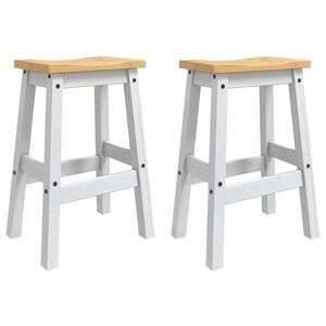 vidaXL Tabouret de bar 2 pc Blanc et Cire de Miel 44 x 30 x 63 cm