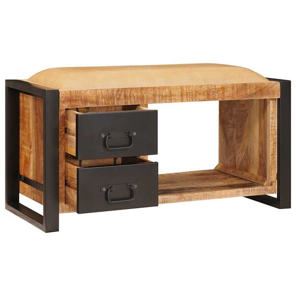 vidaXL Banc de Rangement avec tiroir Marron Bois de manguier massif