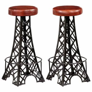 vidaXL Tabourets de bar lot de 2 cuir v&eacute;ritable