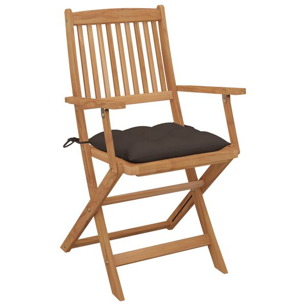 vidaXL Chaises pliables d'ext&eacute;rieur et coussins lot de 8 Bois d'acacia
