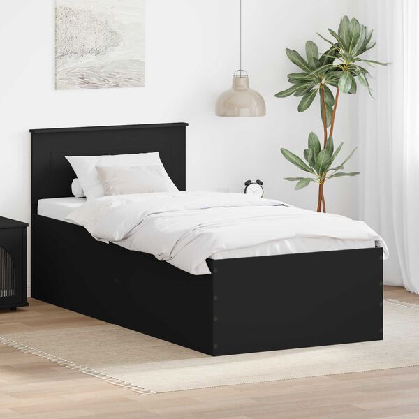 vidaXL Cadre de lit Noir 90 x 190 cm Bois d'ing&eacute;nierie