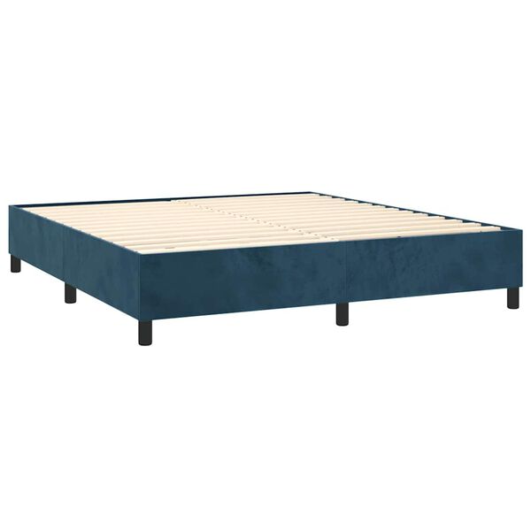 vidaXL Sommier &agrave; lattes de lit et matelas Bleu fonc&eacute; 140x200cm Velours