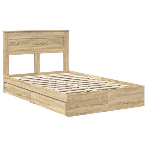 vidaXL Lit de Rangement Ch&ecirc;ne Sonoma 135 x 190 cm Bois d'ing&eacute;nierie