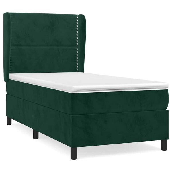 vidaXL Sommier &agrave; lattes de lit avec matelas Vert fonc&eacute; 90x190 cm