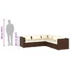 vidaXL Salon de jardin 5 pcs avec coussins R&eacute;sine tress&eacute;e Marron