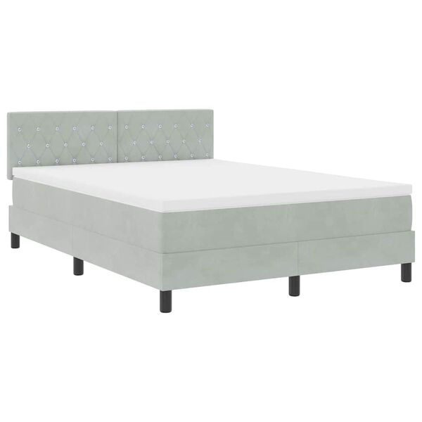 vidaXL Lit &agrave; ressorts avec matelas Gris clair 140 x 190 cm Velours